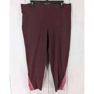 Sonoma Size XL Womens‎ Burgundy Stretch Capri Active Gym Running Leggings